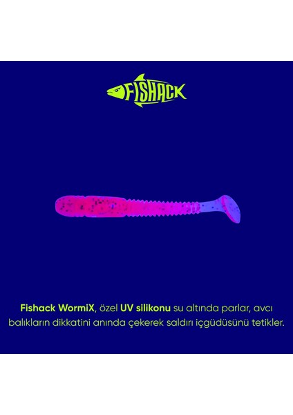 Silikon Kurt Yem - 1,1g 55MM - Fishack Wormix - 1 Adet - Uv - Pembe - Karides Kokulu fiyatları