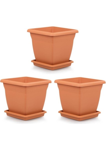 SO-VK05 Villa Kare Tabaklı Saksı Takımı 64 Lt Kiremit 3 Adet