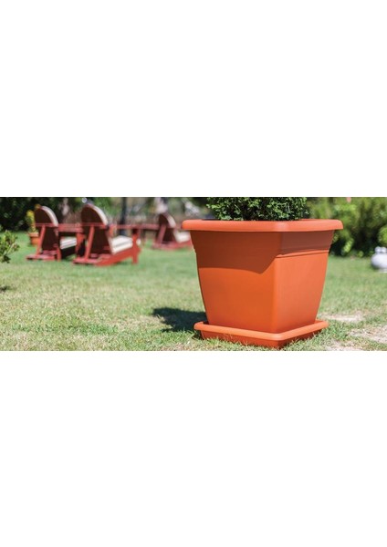 SO-VK05 Villa Kare Tabaklı Saksı Takımı 64 Lt Kiremit 3 Adet modelleri