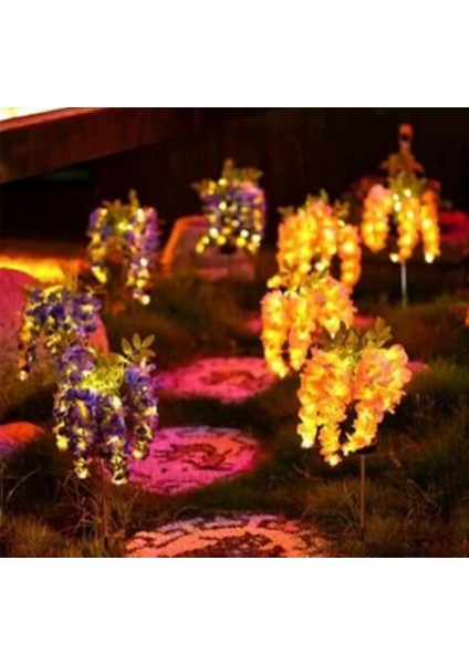 Mor Salkım Çiçek Solar Güneş Enerjili Sarı Işık Bahçe Aydınlatma modelleri