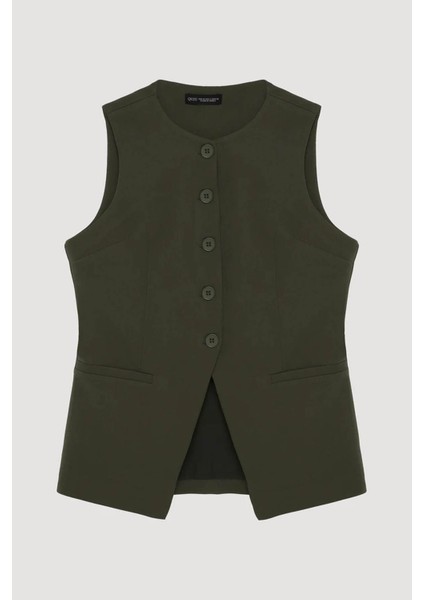 Önü Düğmeli Haki Kadın Yelek YLK00004 fiyatları