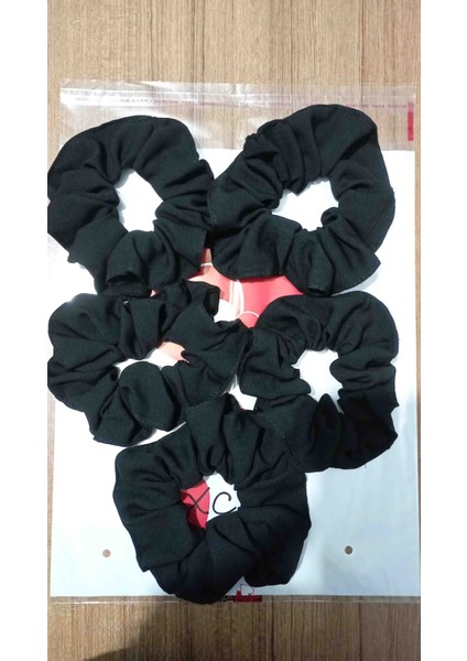 Büyük Boy Lastik Toka Şifon Kumaş Siyah 5 Adet