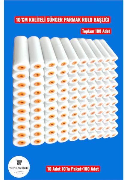 10'cm Yüksek Kaliteli Sünger Parmak Rulo Yedek Başlığı Boya Rulosu (100 Adet) fiyatları