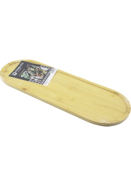 Uzun Oval Ahşap Bambu Sunum Tepsi 16X45CM