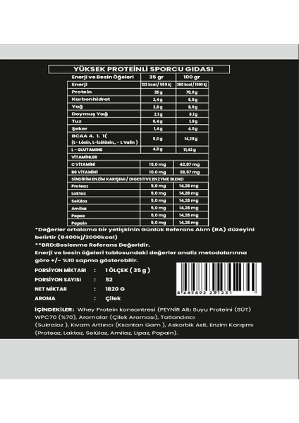 Whey Protein Tozu 1820G-ÇILEK-AROMA fiyatları