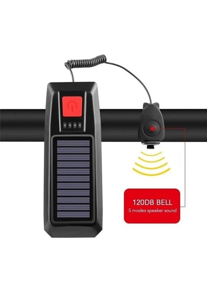 Solar Bisiklet Işığı Ön Farı Bisiklet Kornası Su Geçirmez Güneş Enerjili USB Şarjlı Ön Feneri fırsatları