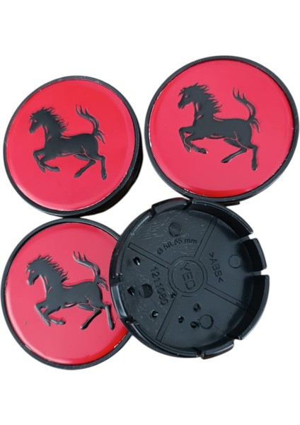 Ferrari Kırmızı At Desenli Jant Göbeği 58/55MM Siyah 55MM Yuva 4 Lü Set (YUVA İÇ ÇAPI 5.5 SANTİMSE UYUMLUDUR) fiyatları