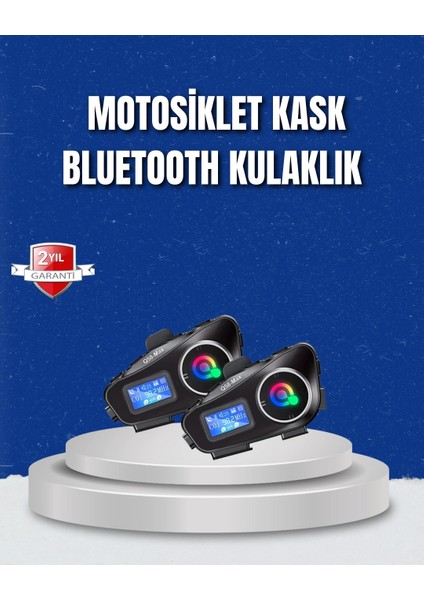 LCD Ekranlı Bluetooth Kask Kulaklığı Fm Radyo ve Sd Kart Girişli
