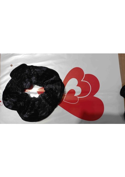 Siyah Desenli Kadife Büyük Boy Lastik Toka 3 adet modelleri