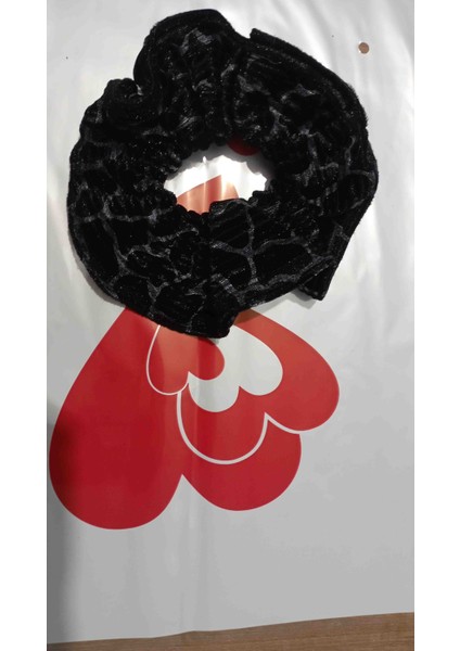 Siyah Desenli Kadife Büyük Boy Lastik Toka 3 adet fırsatları