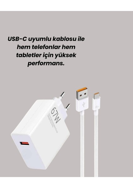 67W Hızlı Şarj Cihazı Yüksek Isı Dayanımlı Type-C Set modelleri