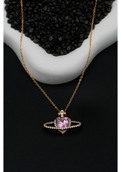 316L Çelik Kadın Zirkon Taşlı Gezegen Kolye ve Kalp Yüzük Set fırsatları