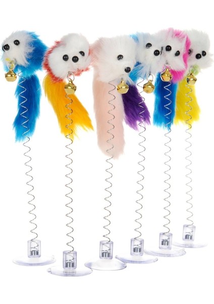 2&amp;apos;li Vantuzlu Fareli Tüylü Hareketli Çanlı ve Esneyen Eğlenceli Peluş Kedi Oyuncağı fırsatları