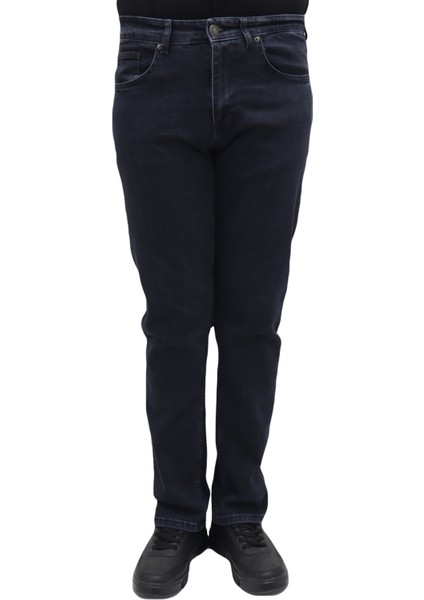 Fistan Store Erkek Lacivert Normal Bel Normal Kesim Boru Paça Büyük Beden Jean Pantolon