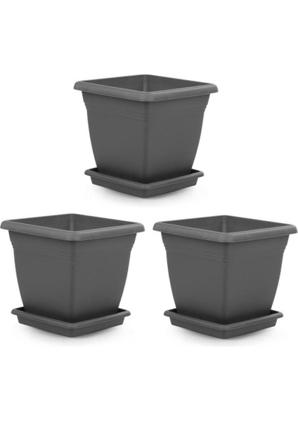 SO-VK06 Villa Kare Tabaklı Saksı Takımı 110 Lt Antrasit 3 Adet