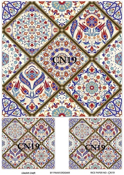 Çini Desenler Serisi ÇN19 Pirinç Dekopaj 30*42 cm