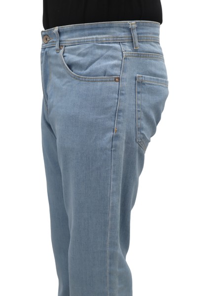 Fistan Store Erkek Buz Mavisi Yüksek Bel Rahat Kesim Boru Paça Büyük Beden Jean Pantolon modelleri