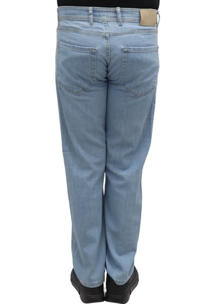 Fistan Store Erkek Buz Mavisi Yüksek Bel Rahat Kesim Boru Paça Büyük Beden Jean Pantolon fırsatları