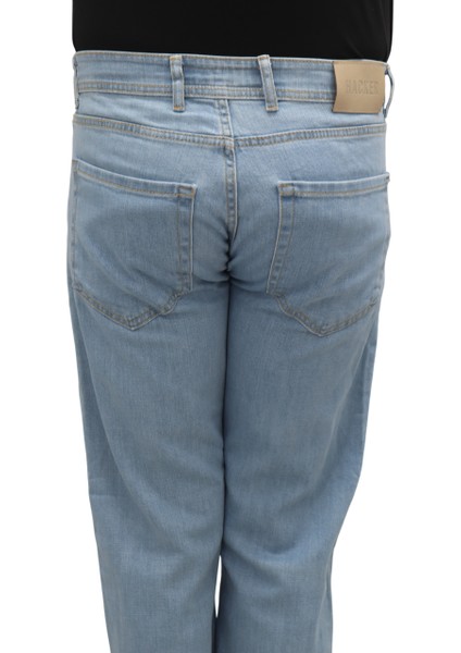 Fistan Store Erkek Buz Mavisi Yüksek Bel Rahat Kesim Boru Paça Büyük Beden Jean Pantolon indirimleri