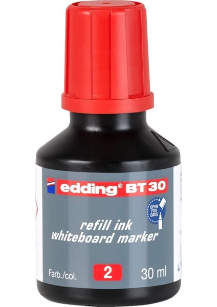 Bt 30 Beyaz Yazı Tahtası Kalemi Yedek Mürekkebi - Kırmızı - 30ML