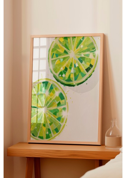Ahşap Çerçeveli Tablo, Dilim Lime Detaylı Grafik, Mutfak Dekoru Poster No: 109437 fiyatları