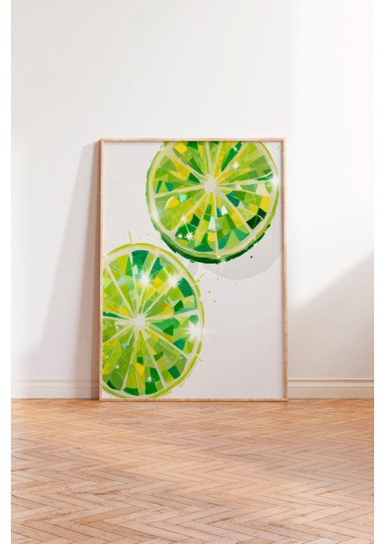 Ahşap Çerçeveli Tablo, Dilim Lime Detaylı Grafik, Mutfak Dekoru Poster No: 109437 modelleri