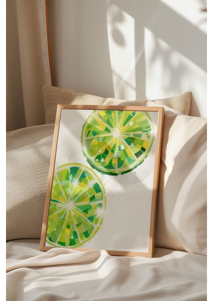 Ahşap Çerçeveli Tablo, Dilim Lime Detaylı Grafik, Mutfak Dekoru Poster No: 109437 indirimleri