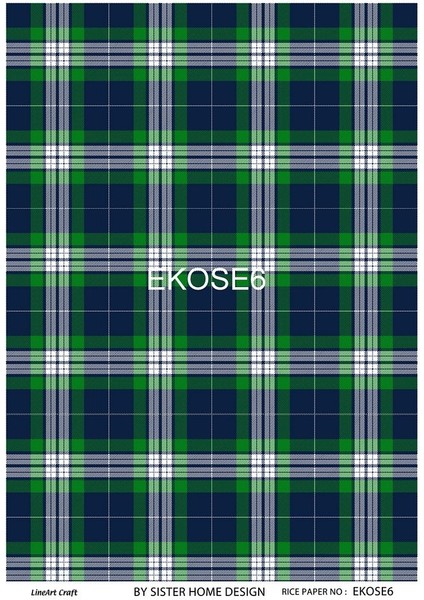 Ekose Serisi Ekose6 Yeşil, Lacivert, Çizgili 30*42 cm Pirinç Dekopaj