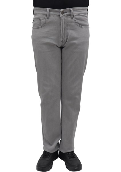 Fistan Store Erkek Gri Yüksek Bel Rahat Kesim Boru Paça Büyük Beden Jean Pantolon