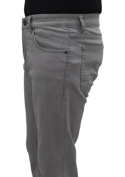 Fistan Store Erkek Gri Yüksek Bel Rahat Kesim Boru Paça Büyük Beden Jean Pantolon modelleri