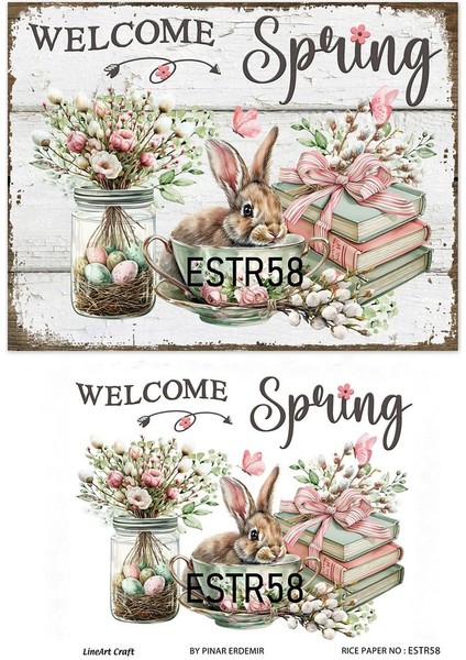 Paskalya Serisi ESTR58 Tavşan Desenli 29*42 cm Pirinç Dekopaj