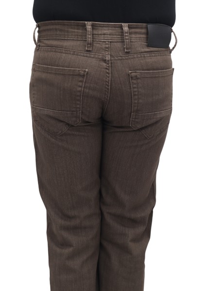 Fistan Store Erkek Kahverengi Normal Bel Normal Kesim Boru Paça Büyük Beden Jean Pantolon indirimleri
