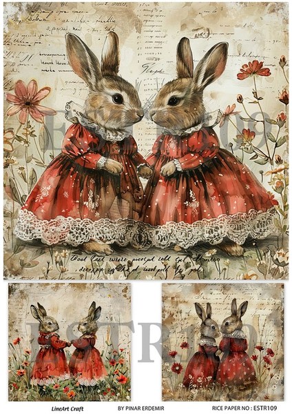 Paskalya Serisi ESTR109 Tavşan Desenli 29*42 cm Pirinç Dekopaj