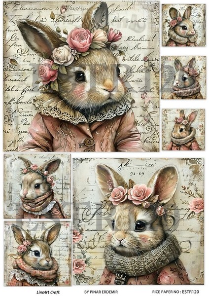 Paskalya Serisi ESTR120 Tavşan Desenli 29*42 cm Pirinç Dekopaj