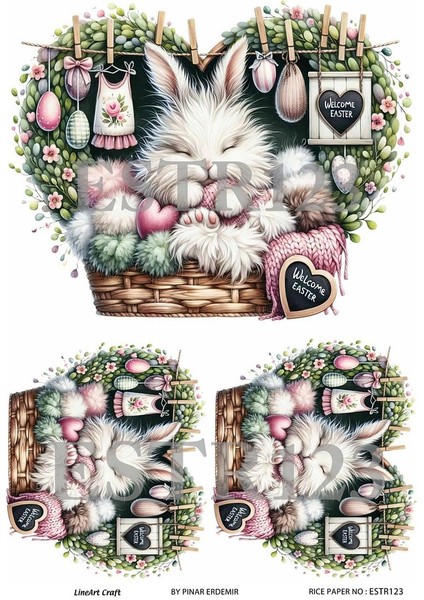 Paskalya Serisi ESTR123 Kedi Desenli 29*42 cm Pirinç Dekopaj