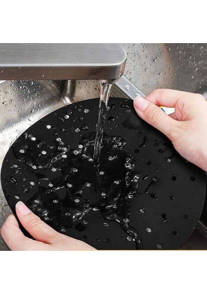 Siyah Isıya Dayanıklı Yıkanılabilir Silikon Fırın ve Airfryer Yuvarlak Model Pişirme Matı 23 Cm (4887) modelleri