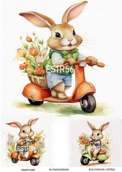 Paskalya Serisi ESTR56 Tavşan Desenli 29*42 cm Pirinç Dekopaj