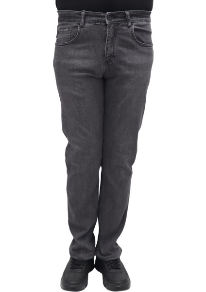 Fistan Store Erkek Füme Normal Bel Normal Kesim Boru Paça Büyük Beden Jean Pantolon