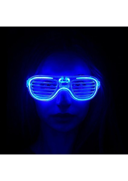 Mavi LED Işıklı Parti Gözlüğü - Neon Glow Şerit Gözlük 3 Modlu (4887) modelleri