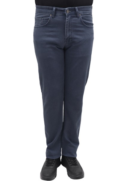 Fistan Store Erkek Lacivert Yüksek Bel Rahat Kesim Boru Paça Büyük Beden Jean Pantolon