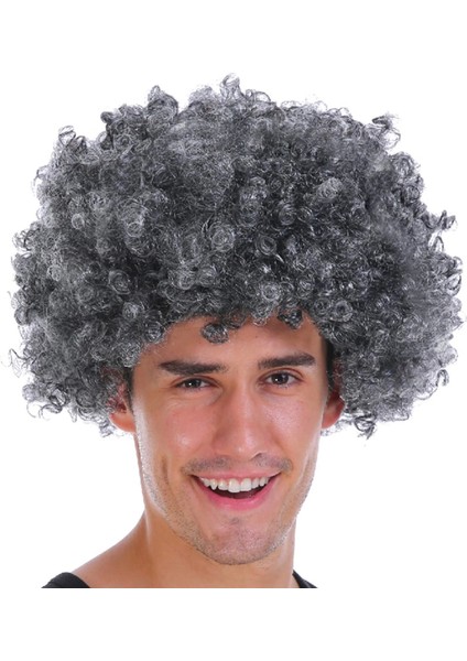 Gri Renk Kabarık Bonus Peruk Afro Takma Saç (4887)