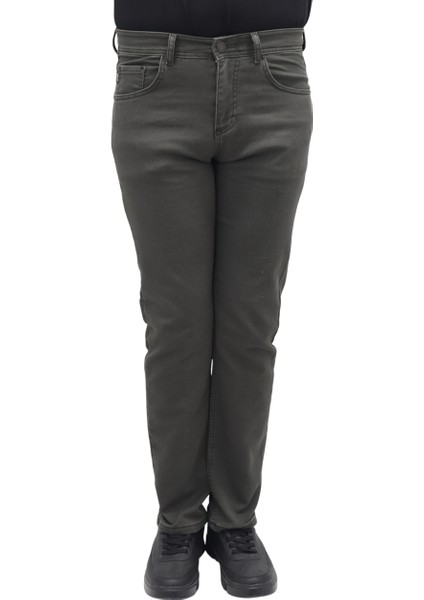 Fistan Store Erkek Yeşil Yüksek Bel Rahat Kesim Boru Paça Büyük Beden Jean Pantolon