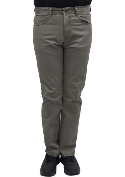 Fistan Store Erkek Yeşil Normal Bel Normal Kesim Boru Paça Büyük Beden Jean Pantolon