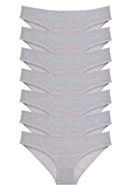 7 Adet Süper Eko Set Likralı Kadın Slip Külot Gri