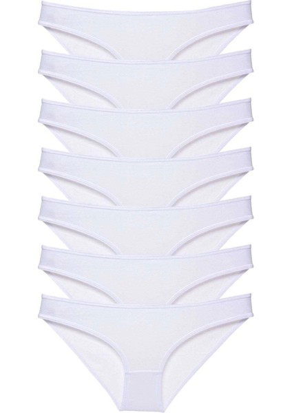 7 Adet Süper Eko Set Likralı Kadın Slip Külot Beyaz