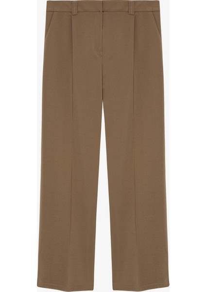 Pile Detaylı Normal Bel Havuç Pantolon Haki