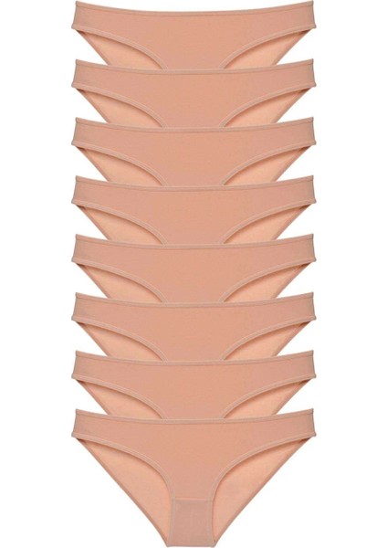 8 Adet Süper Eko Set Likralı Kadın Slip Külot Ten