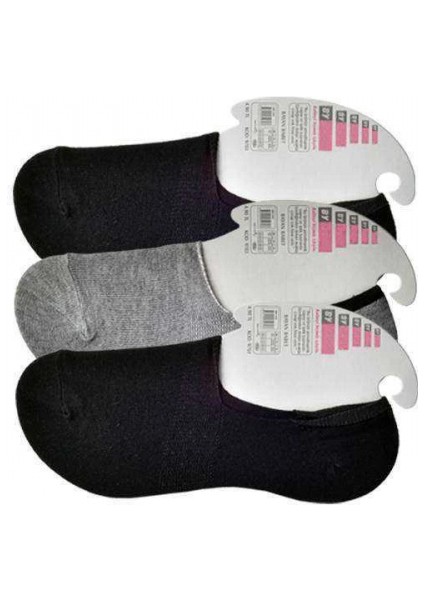 Siyah ve Gri Kadın Babet Çorap 3 Çift
