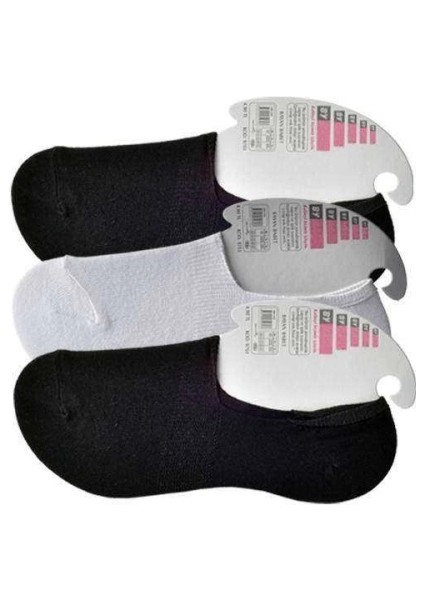 Siyah ve Beyaz Kadın Babet Çorap 3 Çift