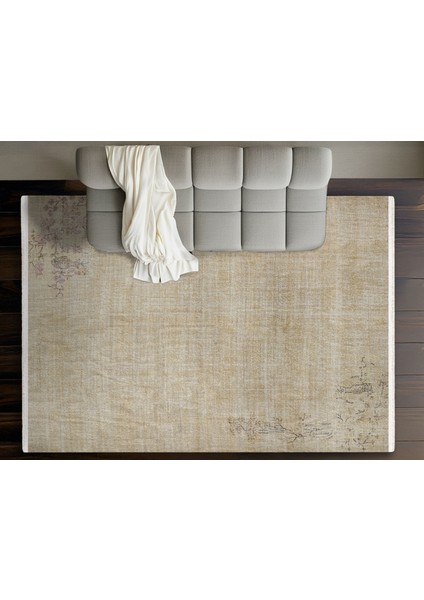 Krem Çiçekli Etnik Modern Desenli Pamuk Makinada Yıkanabilir Hav Toz Vermez Leke Tutmayan Kaymaz Taban Dijital Makine Baskı Salon Yolluk Mutfak Halı fiyatları